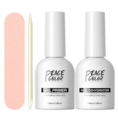 Peacecolor 10ML Nail Dehydrator & Primer and Nail Tools, Fast Dry Non Acid Primer for Gel Polish, Ideal Gift Choice Good Vibrations