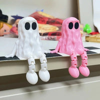 Cute Mini 3D Printed Ghost Ornament PLA Hand-Painted Ghost Fidget Toys Movable Joints Ghost Statue Halloween Party Decor Good Vibrations