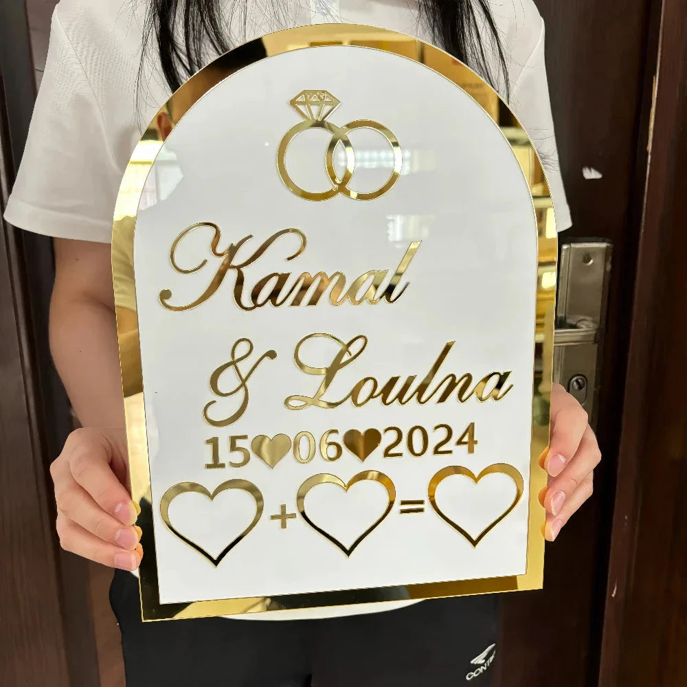 Personalized Wedding Acrylic Thumb Board Wedding Welcome Sign Mirror Acrylic Frame Wedding Party Decor Favor Enrich Your Wedding Good Vibrations