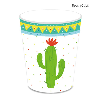 Llama Party Disposable Tableware Cartoon Cactus Alpaca Paper Plates Cups Kids Birthday Party Decoration Baby Shower Supplies Good Vibrations