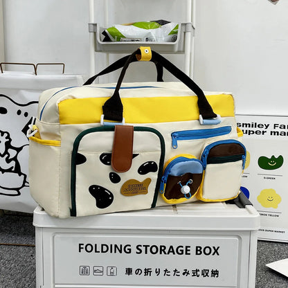 2025 Colorblock Travel Tote - Lightweight Large Capacity Duffle Bag for Women, Stylish College Backpack Alternative Good Vibrations