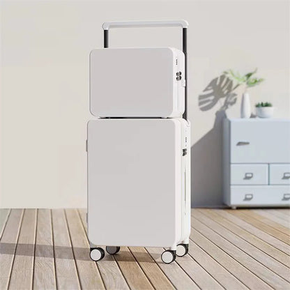 20+14"24+14" Luggage Set with USB & Cup Holder TSA Lock 360° Wheels Side-standing foot hook PC+ABS Suitcase Foldable Travel case Good Vibrations