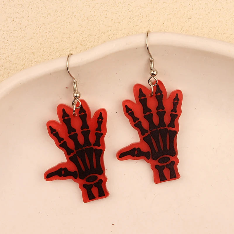 Halloween Dangle Earring With Cartoon Ghost Skeleton Coffin Clown Design Adorable Halloween Women Gift Good Vibrations