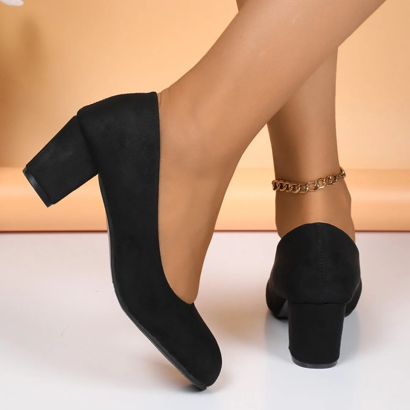 Shallow Women High Heels Shoes Retro Mid Heels Pumps Fashion Trend Autumn Designer Shoes Walking Dress Shoes Zapatos De Mujer Good Vibrations