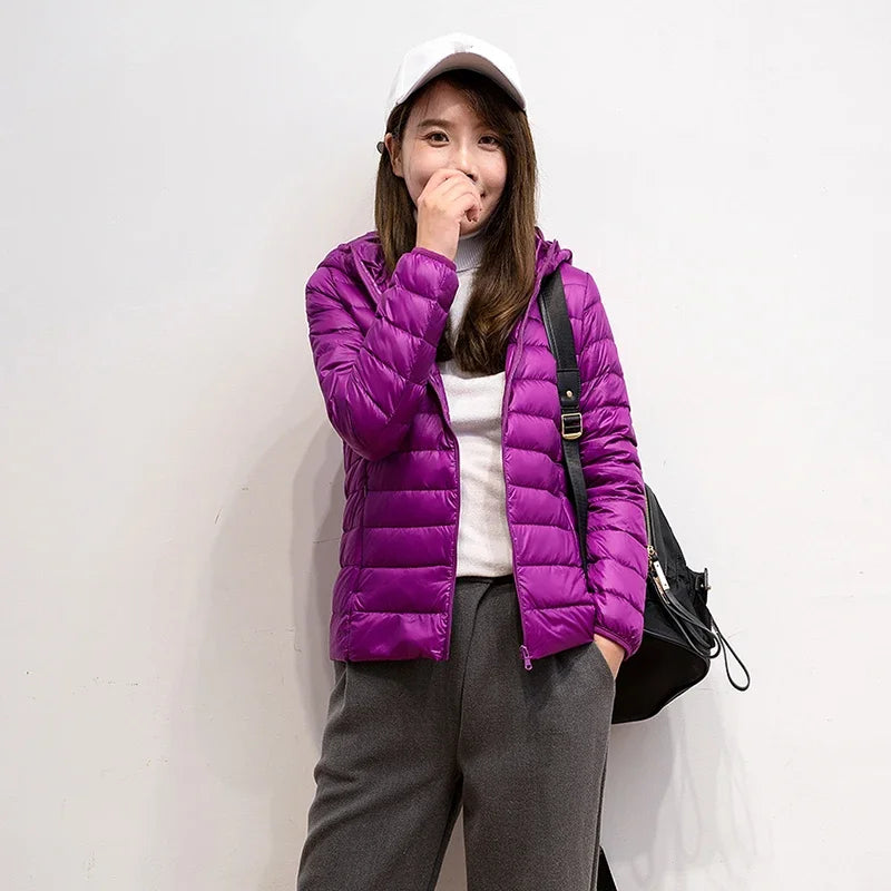 2021 New 90% Duck Down Jacket Women Autumn Winter Coat Lady Ultralight Down Jacket Good Vibrations