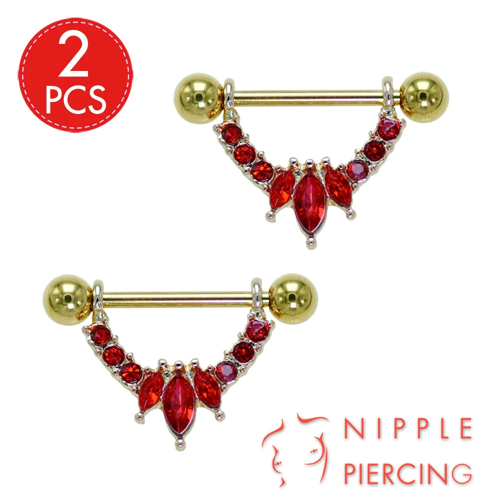 1Pair Surgical Steel Nipple Rings Nipple Piercing Bar Jewelry for Women Men with Sparkle CZ 14G Barbell Body Jewelry Accessories Good Vibrations
