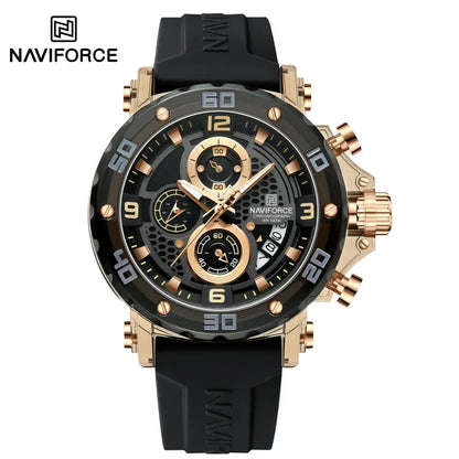 NAVIFORCE for Men Silicone Strap Luxury Fashion Quartz Watches Wrist watch Sports Chronograph 5TM Waterproof Male Watches GIfts Good Vibrations
