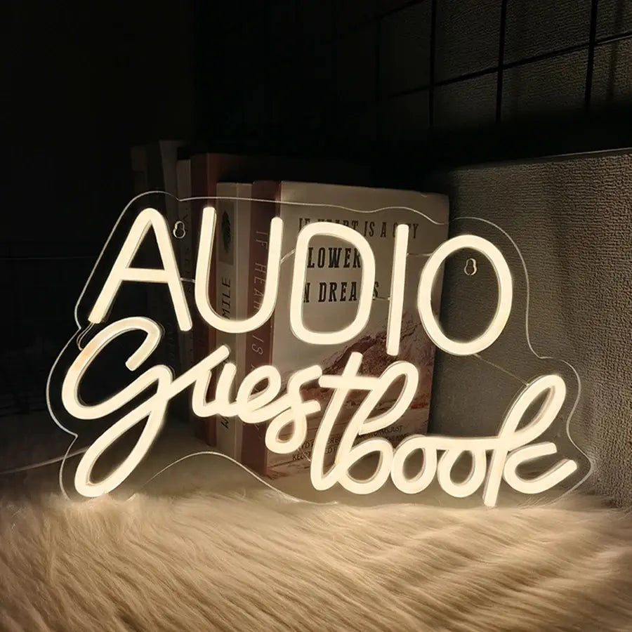 Audio Guestbook Neon Sign, Wedding Message Led Neon Wall Decor, Bedroom, Bar Party, Wedding Scene Luminous Sign Wall Lamp. Good Vibrations
