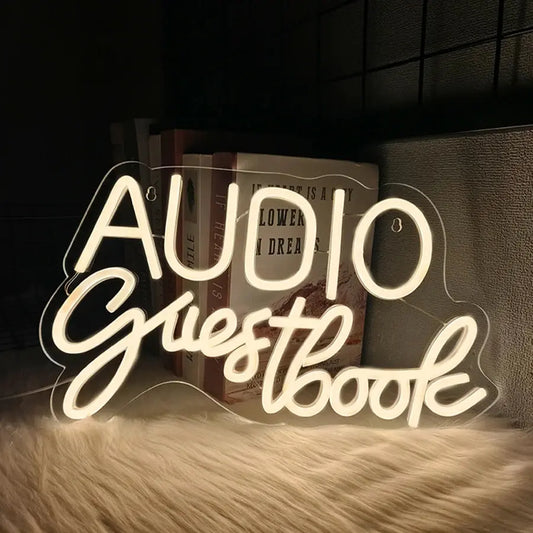 Audio Guestbook Neon Sign, Wedding Message Led Neon Wall Decor, Bedroom, Bar Party, Wedding Scene Luminous Sign Wall Lamp. Good Vibrations