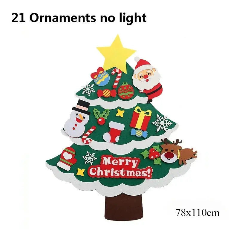 Felt Christmas Tree with Ornaments DIY Cristmas Ornament Xmas Navidad Gifts Santa Claus New Year Door Wall Hanging Decorations Good Vibrations