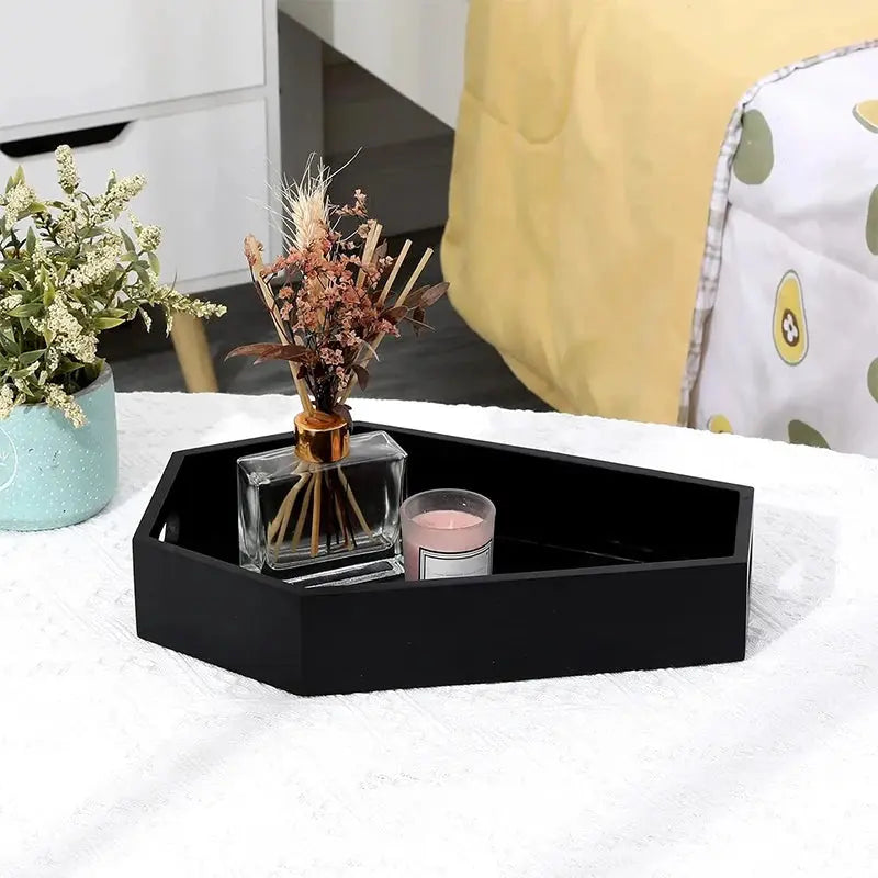 Coffin Shape Black Tray Storage Box Gothic Home Wood Tray Halloween Decoration Birthday ChristmasThanksgiving Day Present Gift Good Vibrations