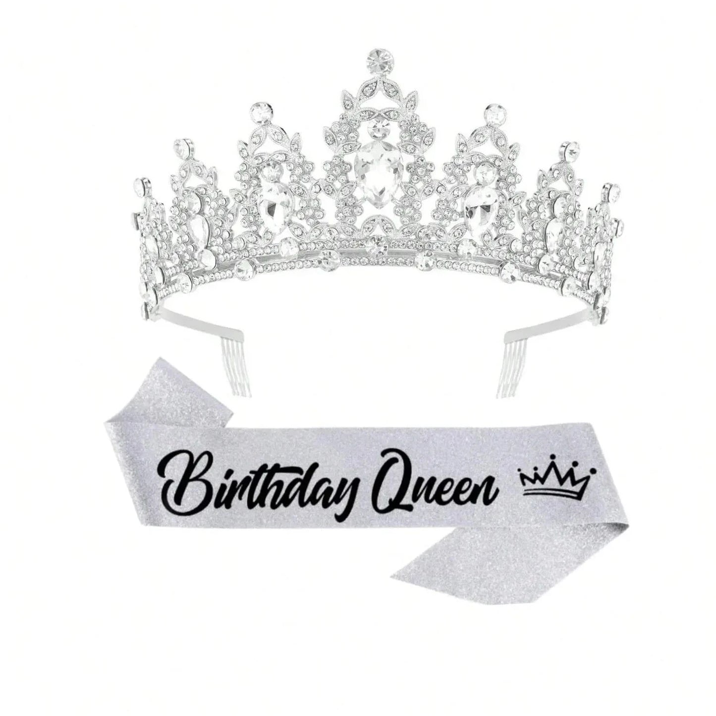 Birthday Crown and Birthday Queen Sash Birthday Girl Princess Birthday Party Decorations Happy Birthday for Party Birthday Gifts Good Vibrations