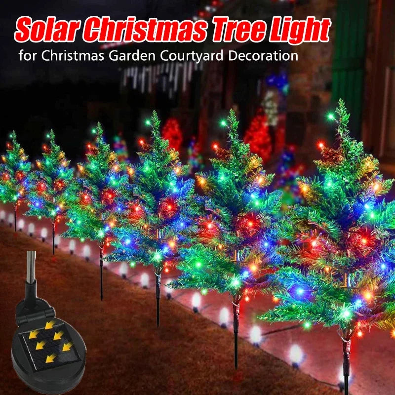 2025 Hot Outdoor Decoration Christmas Tree Light Solar Charging Simulation Pine Tree 20 LED Lawn Light Garden Decoration Light Good Vibrations