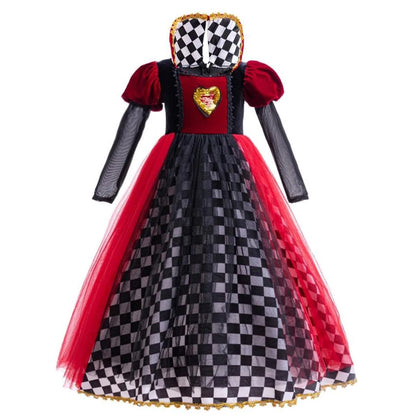 Halloween Queen of Hearts Costume For Girl Alice In Wonderland Cosplay Dress Girls Witch Dress Masquerade Orgy Party Clothes Good Vibrations