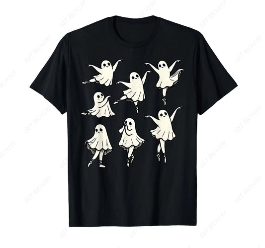 Ballet Ghost Ballet Dancer Spooky Dance Teacher Halloween T-Shirt Gothic Cartoon Dance Teacher Day Halloween Tee Good Vibrations