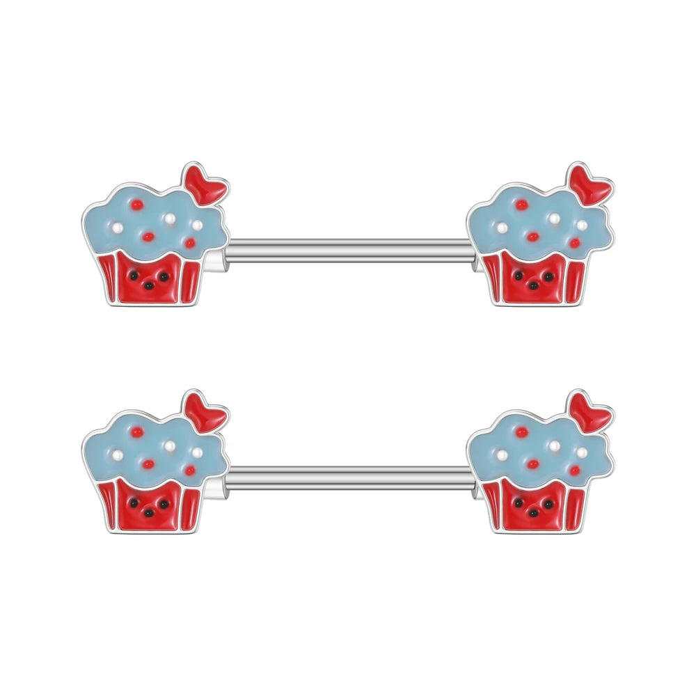2pcs Both Sides Screwed Heart Nipple Ring for Women Girls 14G Stainless Blue Pink Zircon Sexy Nipple piercing nombril Nipple Bar Good Vibrations