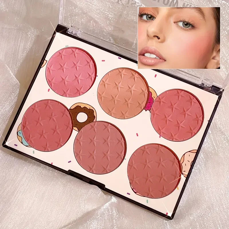 6-color blush palette, matte effect, natural long-lasting, high pigment, daily multi-color makeup set Good Vibrations