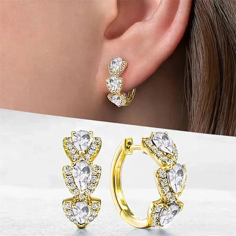 2026 Luxury Trendy Green Cubic Zirconia Hoop Earrings Wedding Party Elegant Accessories for Women Anniversary Gift New Jewelry Good Vibrations