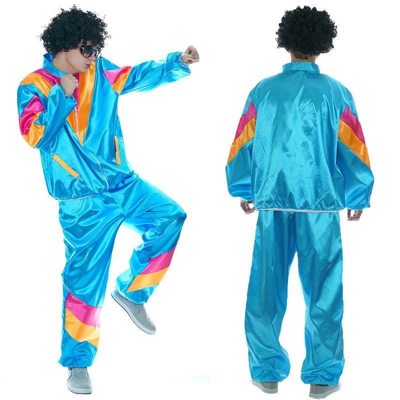 Cosplay Women Disco Suit Fancy Dress Hippie Costumes Men Disco Tracksuit Couples for Costumes Clothes Adult Carnival Costume Good Vibrations