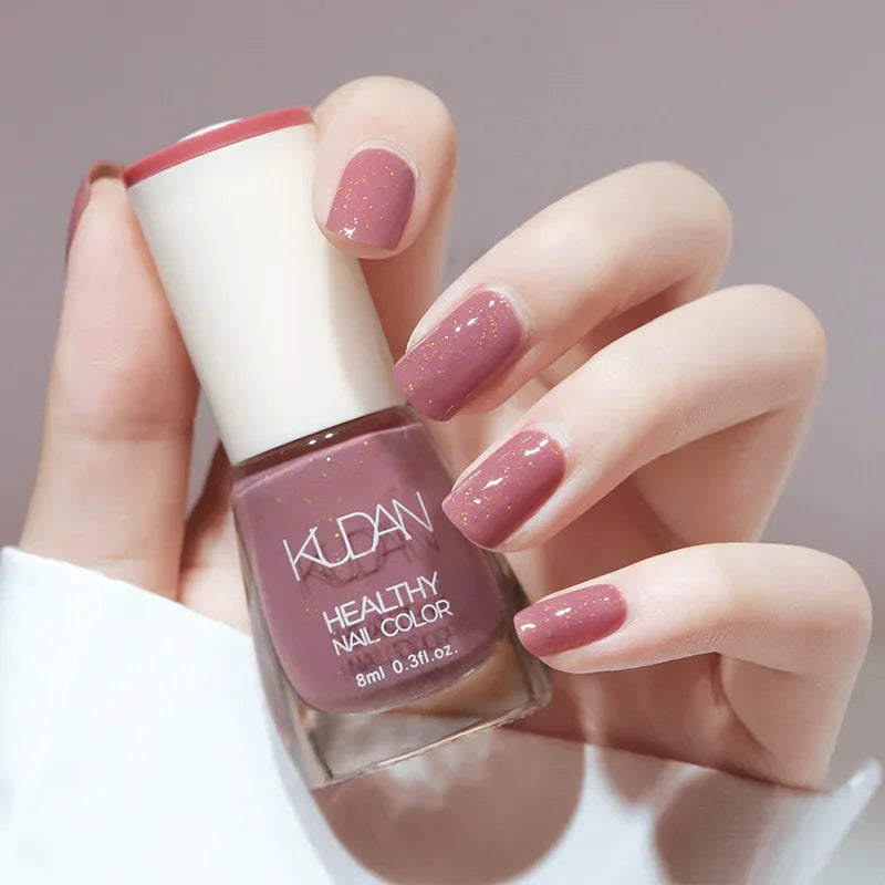 Nail Polish Without Baking Lamp White Fine Glitter Non-baking Non-peel Transparent Shiny Oil Base Coat Nude Nail Polish Good Vibrations