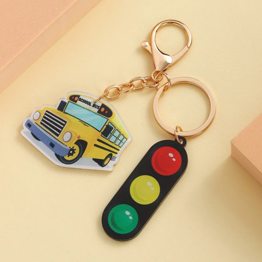 Teachers Day Gift Keychain Graduation Decorations 2025 Bus Book Wood Pendant Bag Charms Tassel Key Chains for Best Friends Gifts Good Vibrations