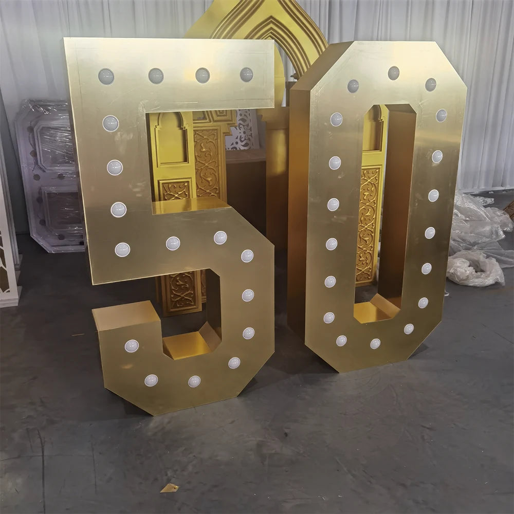 Led Electronic Signs Birthday Party 50 Light Up Number Backdrop For Wedding Decoration Event Props Good Vibrations