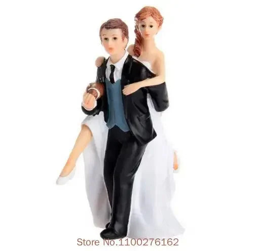 Funny Wedding Cake Toppers Dolls Romantic Bride And Groom Figurines Stand Topper Decoration Supplies Marry Resin Figurine Good Vibrations