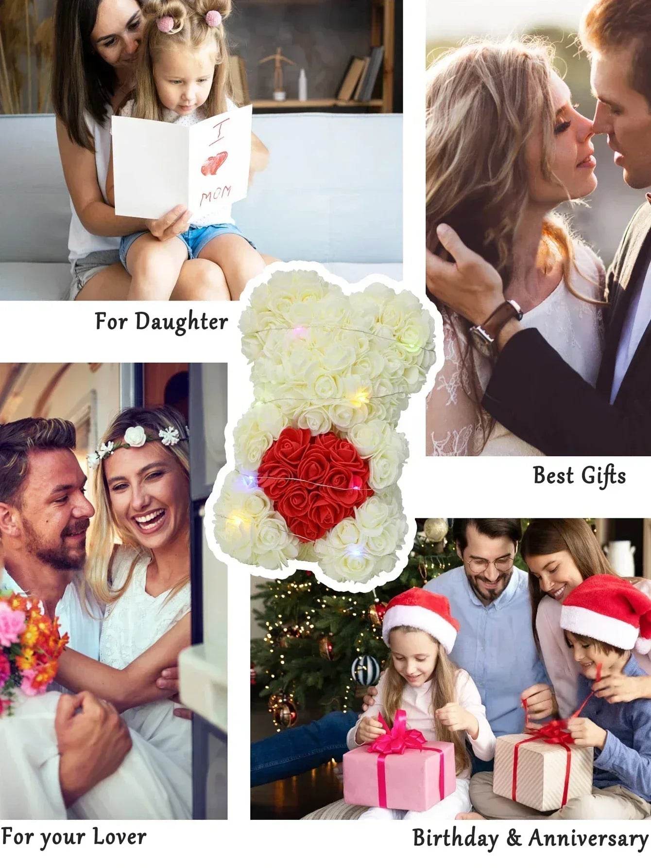 Rose Teddy Bear Artificial Flower Anniversary Valentines Day Birthday Gift Mothers Day Mom Gifts Girlfriend Birthday Gifts Women Good Vibrations