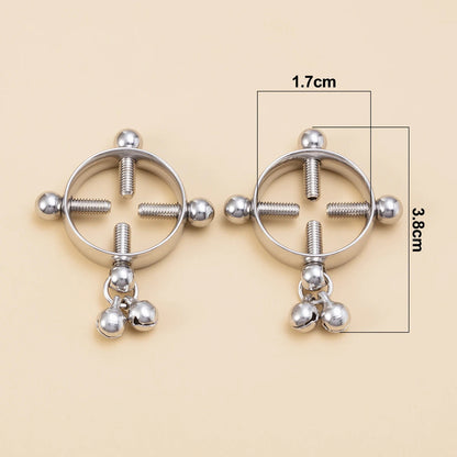 2PCS Screw Bell Pendant Fake Nipple Ring Women Stainless Steel Fashion Piercing Jewelry Body Jewelry Round Nipple Piercings Bar Good Vibrations