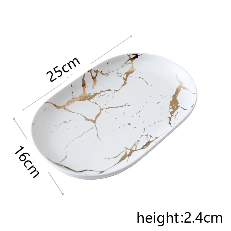 White Black Golden Ceramic Dishes And Plate Pizza Dessert Steak   Tableware Decorative Food Tray Dinner Set Porcelai Good Vibrations