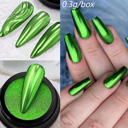 NICOLE DIARY Moonlight Mirror Nail Powder Aurora Silver Glitter Metallic Effect UV Gel Polish Pigment Chrome DIY Nail Decoration Good Vibrations