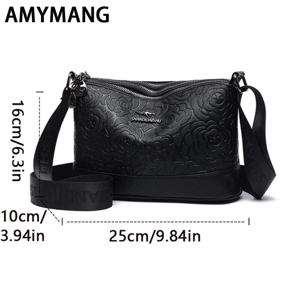 3 Pocket Design Women's Handbag Large Capacity PU Leather Women Tote Bags Fashionable Printing Simple Female Crossbody Bolsas Good Vibrations