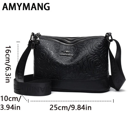 3 Pocket Design Women's Handbag Large Capacity PU Leather Women Tote Bags Fashionable Printing Simple Female Crossbody Bolsas Good Vibrations