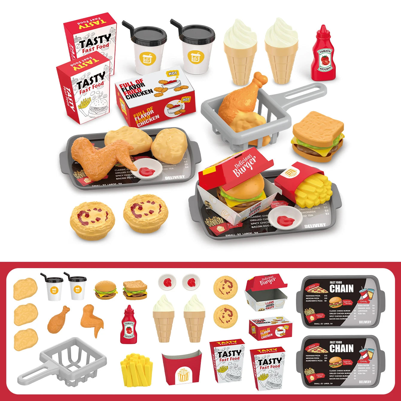Children's toys: Pretend play, barbecue, fast food, pizza, sushi, afternoon tea, desserts, kitchen food, toy sets Good Vibrations
