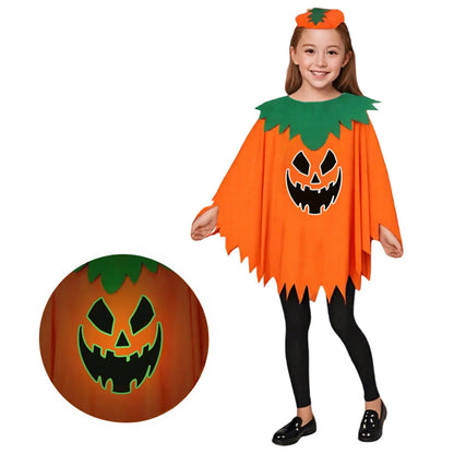 Halloween Kids Cosplay Costume White Black Luminous Ghost Luminous Face Cape Shawl Party Dress-Up Costume Boys Cape Girl Skirt Good Vibrations