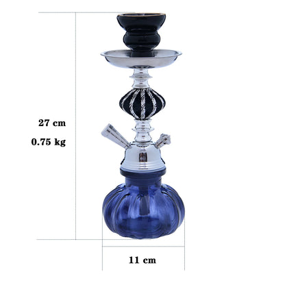 SANDGLAS Small 1 Hose Hookah Complete Including Glass Bottle Body And Ceramic Bowl, High Quality Glass Hookah Set, Shisha Hookah