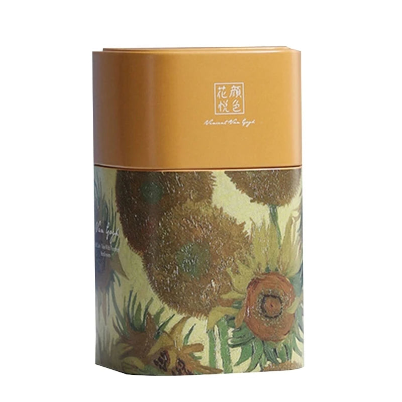 Elegant Tea Stash Jar Durable Metal Container for Herbs Storage Oil Painting Coffee Storage Container Metal Tea Box Can GOOD Vibrations Adult Super Store