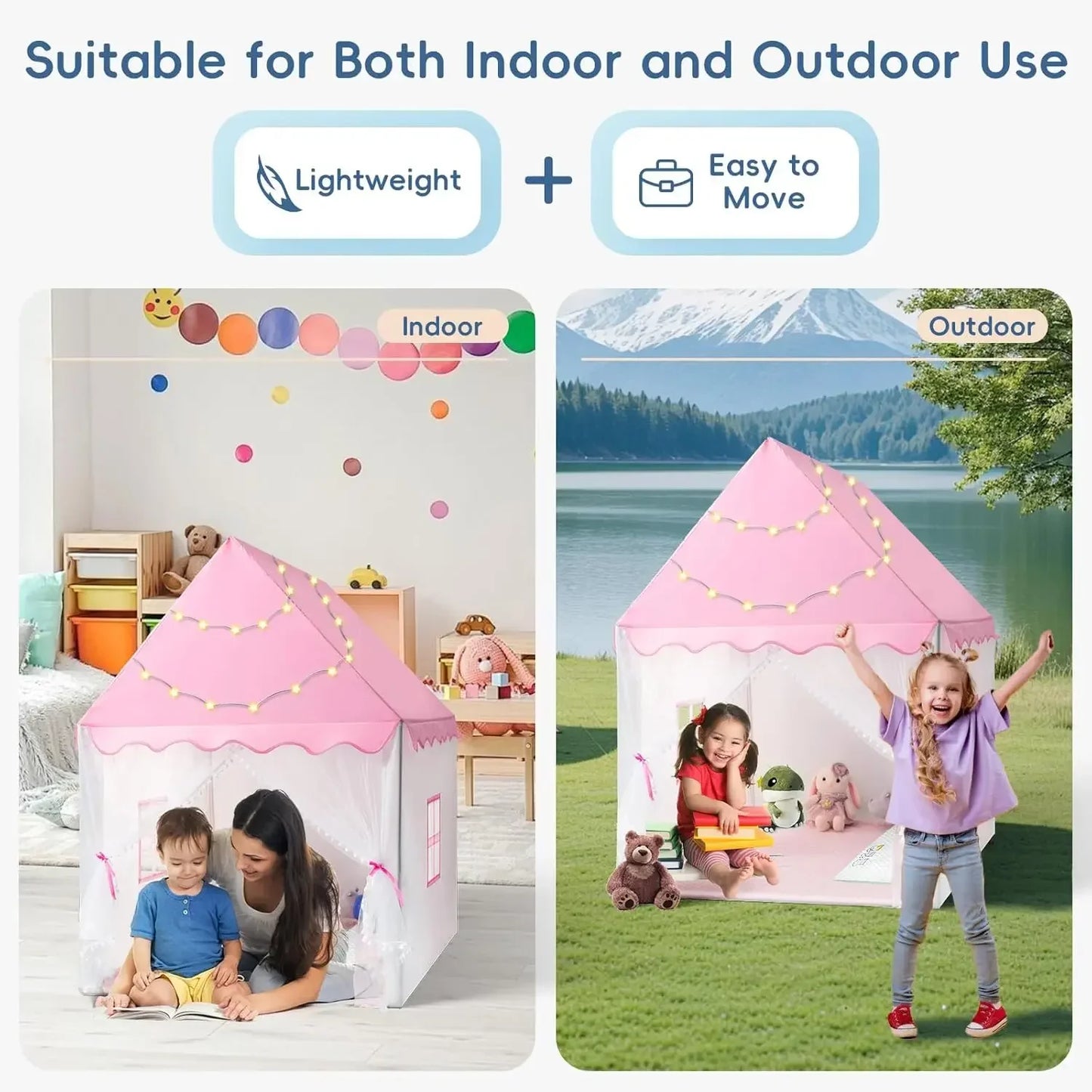 Children's Tent Indoor Outdoor Games Garden Tipi Princess Castle Folding Cubby Toys Tents Enfant Room House Teepee Playhouse Good Vibrations