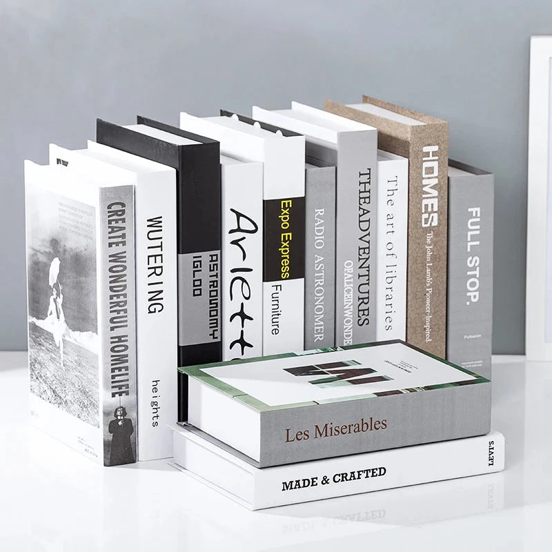 Modern fake book ornament Nordic light luxury simulation book living room home store decoration photo props book case box Good Vibrations