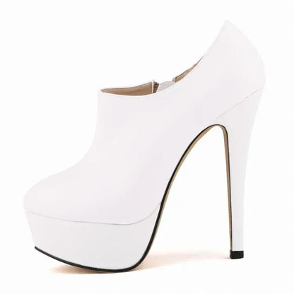 Women Boots Sexy Stilettos Fashion Autumn Winter 14cm Round Toes High Heels Ladies Casual Platform Pumps Leather Party Shoes Good Vibrations