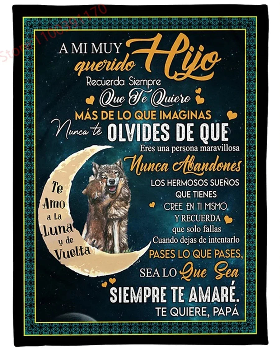 Flannel Blanket-A Mi Hija Letter To My Daughter Express Love Spanish Version Sofa Throw Blanket Thanksgiving Birthday's Day Gift Good Vibrations