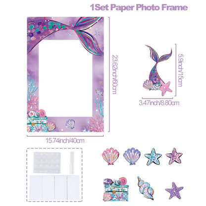 Mermaid photo Frame Background Little Mermaid Tail Birthday Party Decor Kids Girl Baby Shower Birthday Party Supplies Backdrop Good Vibrations