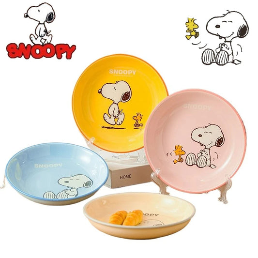 Snoopy cartoon cute ceramic dinner plate creative personalised home kitchen tableware fruit plate anime merchandise holiday gift Good Vibrations