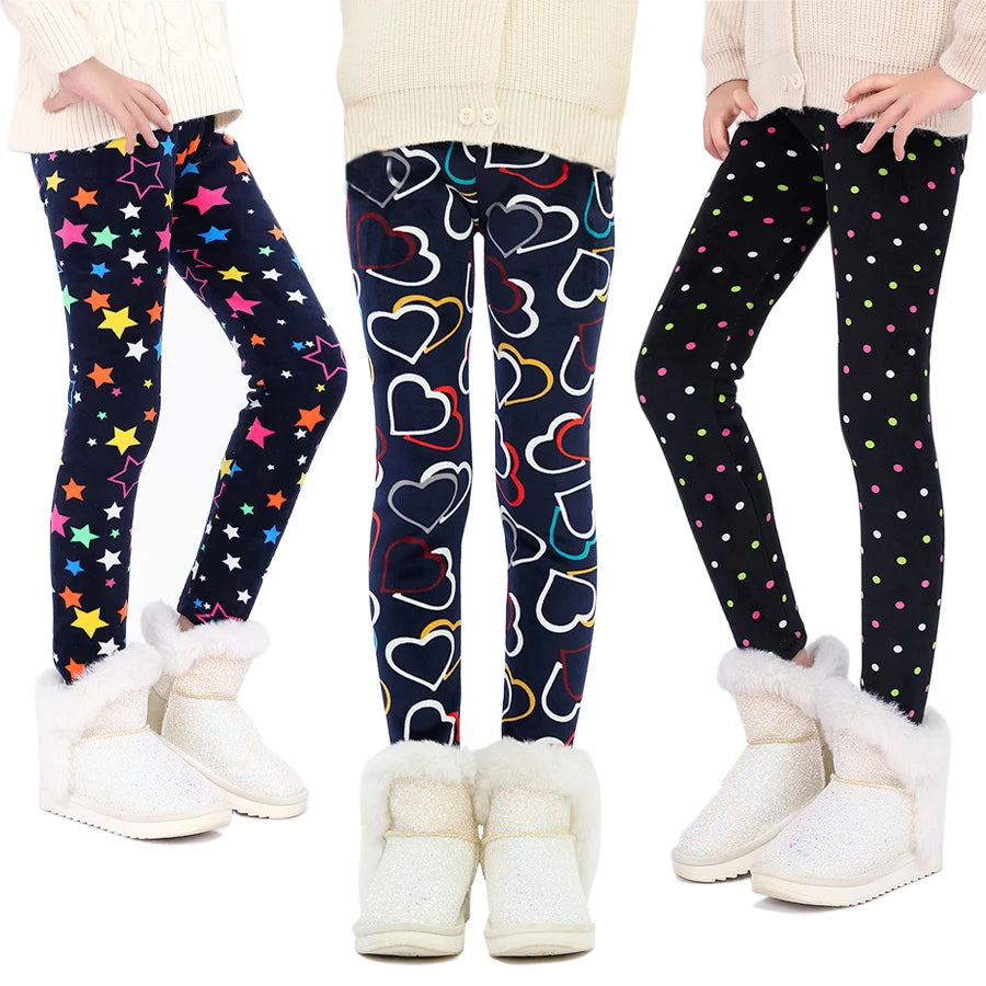 SheeCute Girls Winter Warm Pants Kids Fleece Lined Leggings for 3-11 Years SCW8101 Good Vibrations