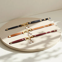 Charmsmic New Vivid Bee Pendant Charms Bracelets & Bangles For Women Punk Style Brown PU Leather Metal Button Jewelry 2024 Good Vibrations