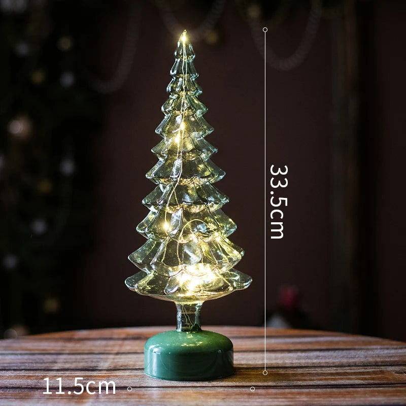 Christmas Tree Glass Night Light for Home Xmas Romantic Holiday Atmosphere Arbol De Navidad Ornaments LED Luminous Decoration Good Vibrations