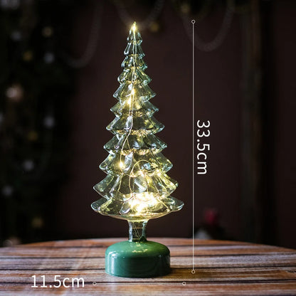 Christmas Tree Glass Night Light for Home Xmas Romantic Holiday Atmosphere Arbol De Navidad Ornaments LED Luminous Decoration Good Vibrations