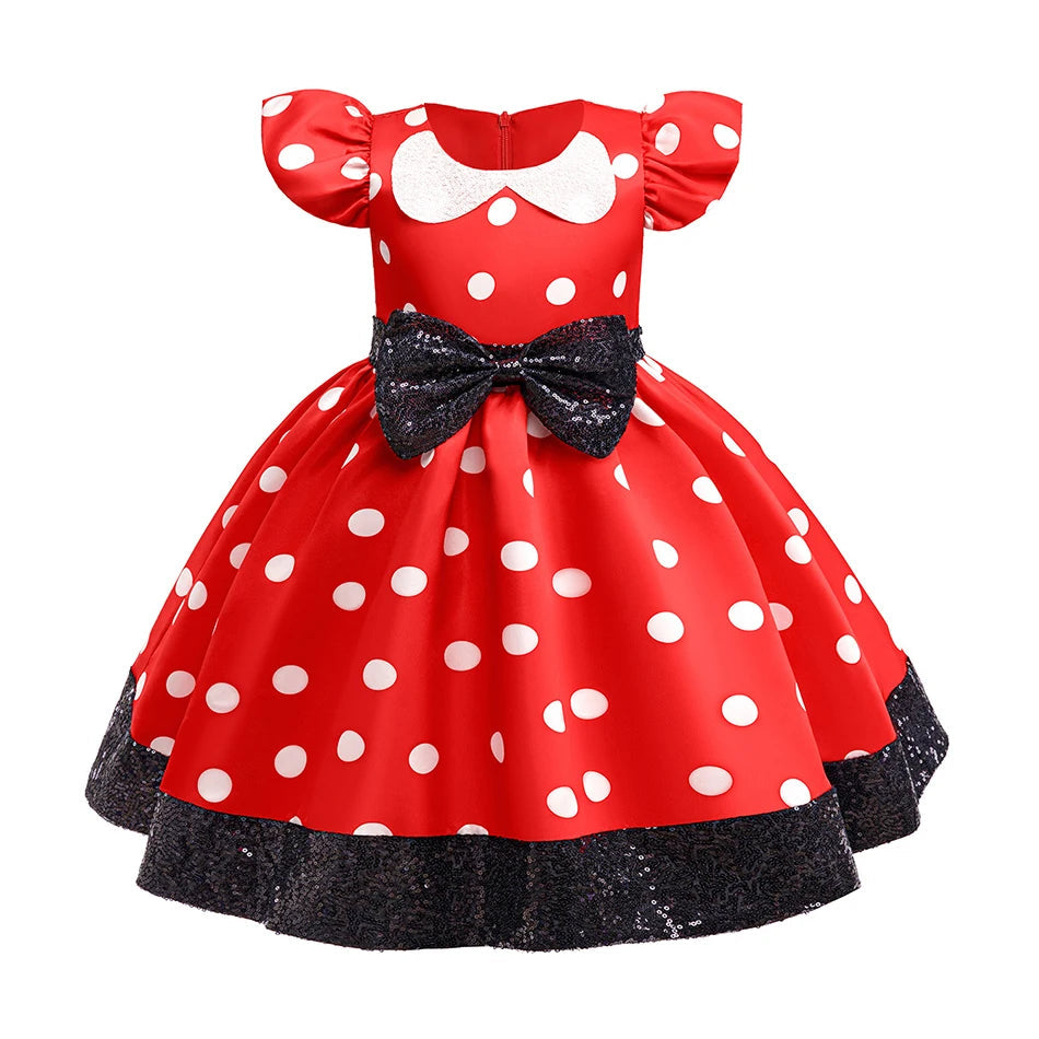 Little Girl Mickey Dress Toddler Kids Minnie Cosplay Outfits Red Dot Princess Mouse Costume Halloween Baby Clothes Good Vibrations