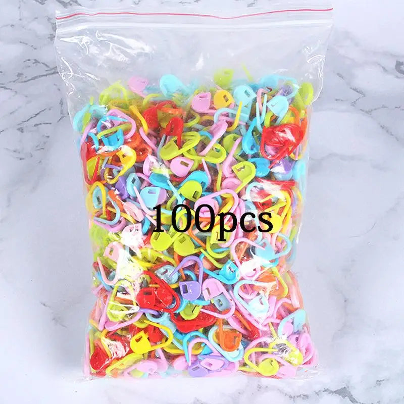 100-1000pcs Mix Color Plastic Resin Small Clip Locking Stitch Markers Crochet Latch Knitting Tools Needle Clip Hook Sewing Tool Good Vibrations