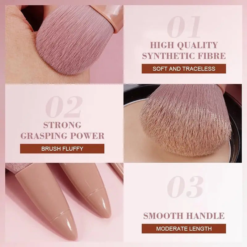 5-Piece Mini Makeup Brush Set With Mirror, Soft Bristles, Precise Makeup, Easy To Create A Perfect Makeup,Suitable As A Gift Good Vibrations